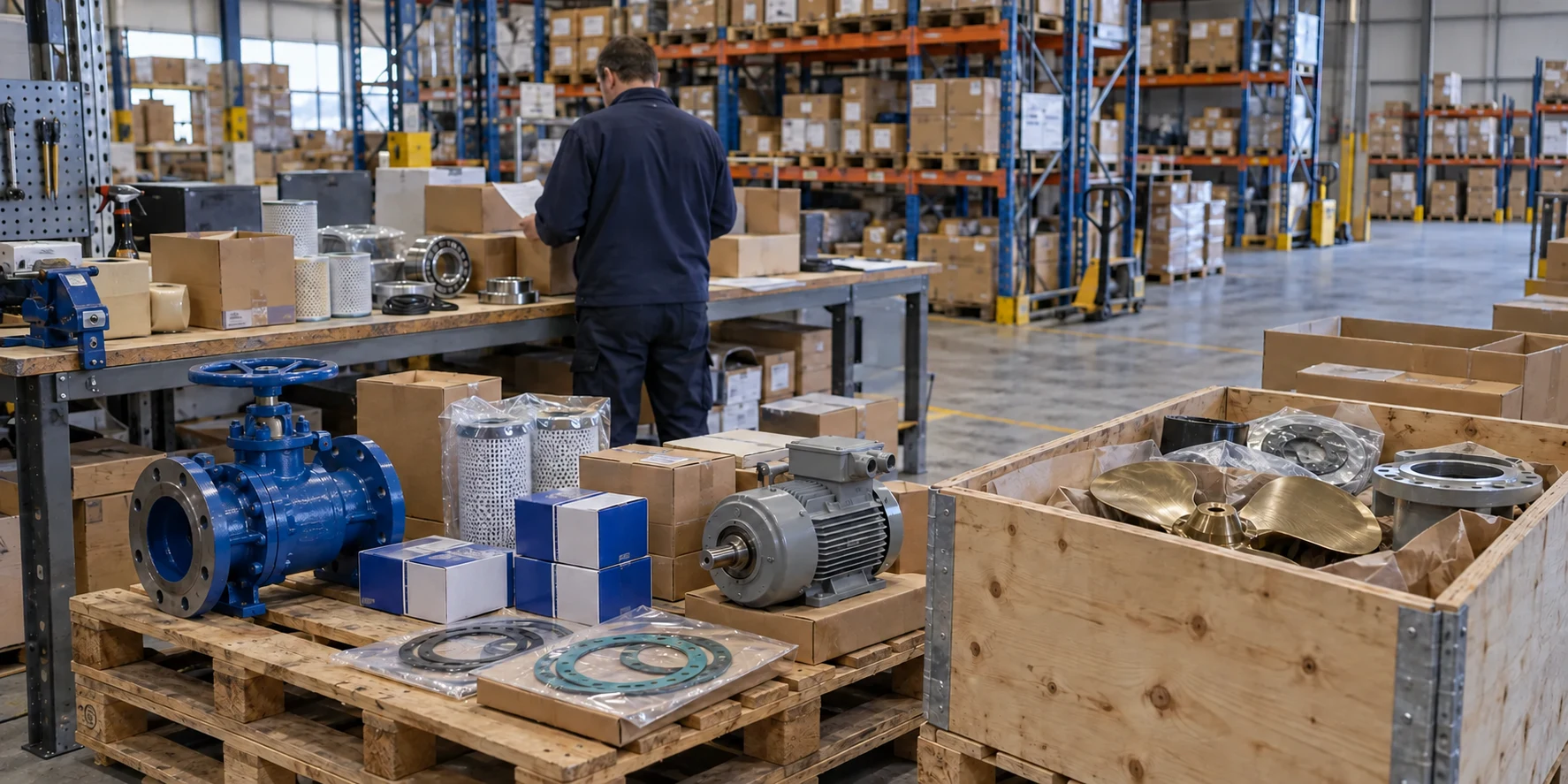 Illustrative mixed equipment and spare-parts order preparation