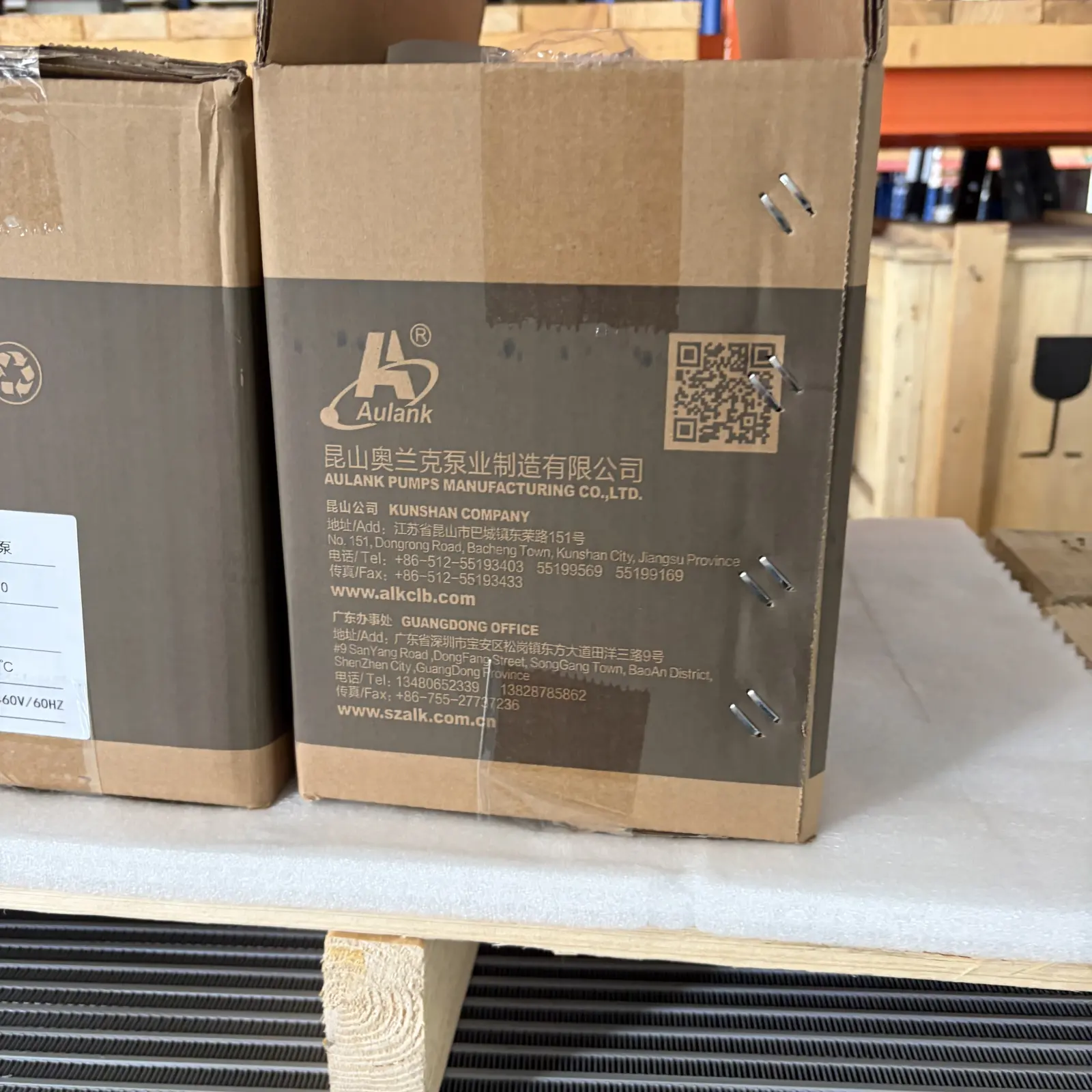 Boxed components prepared for storage and shipment