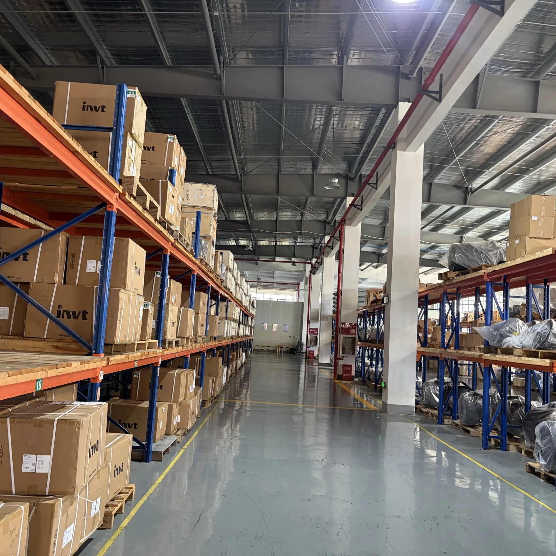 Warehouse racks and packaged equipment