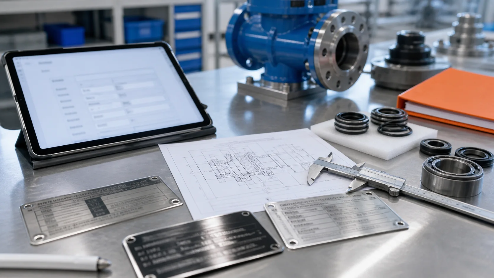 Nameplates, drawings and components used for part identification