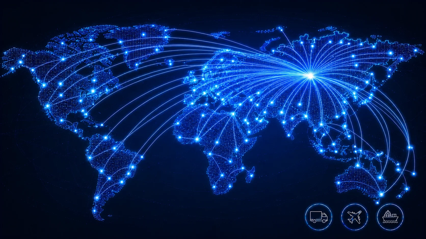 Illustration of global shipping connections from China