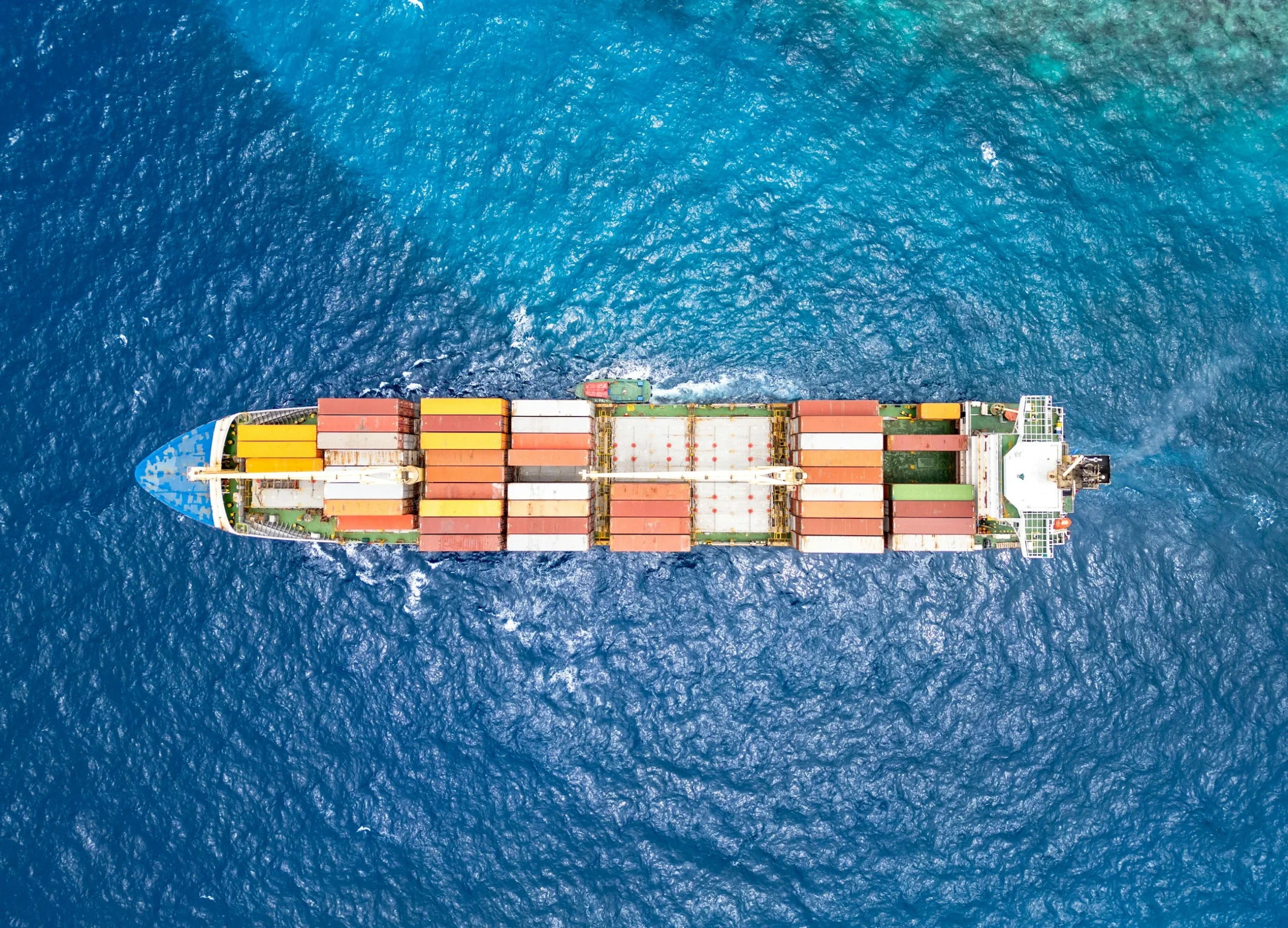 Cargo vessel sailing at sea