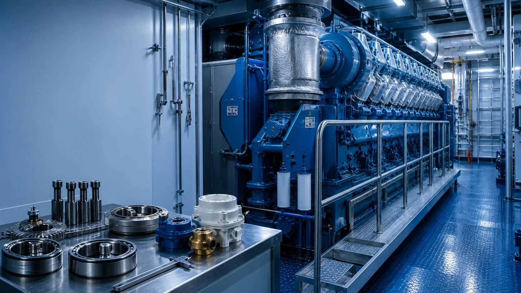 Marine engine-room machinery and service components