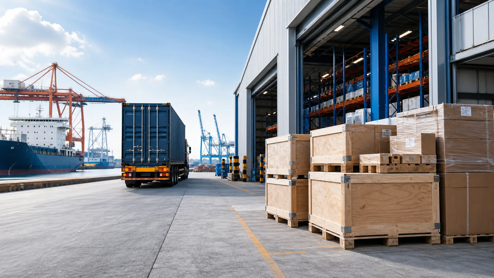 Marine logistics and port delivery illustration